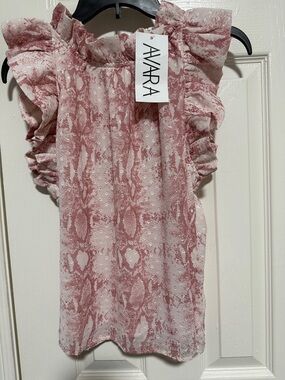 Avara Women's Pink Ruffle Sleeveless Blouse